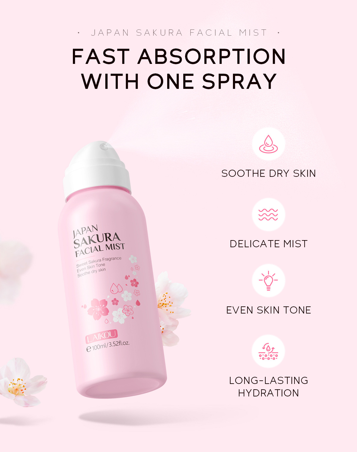 LAIKOU Sakura Facial Mist Brig - Skincare Niacinamide reseña y precio