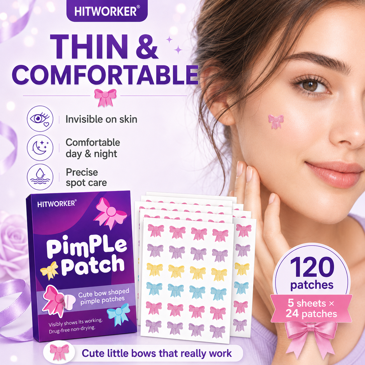 120Pcs Bow Shaped Acne Pimple  - Skincare You reseña y precio
