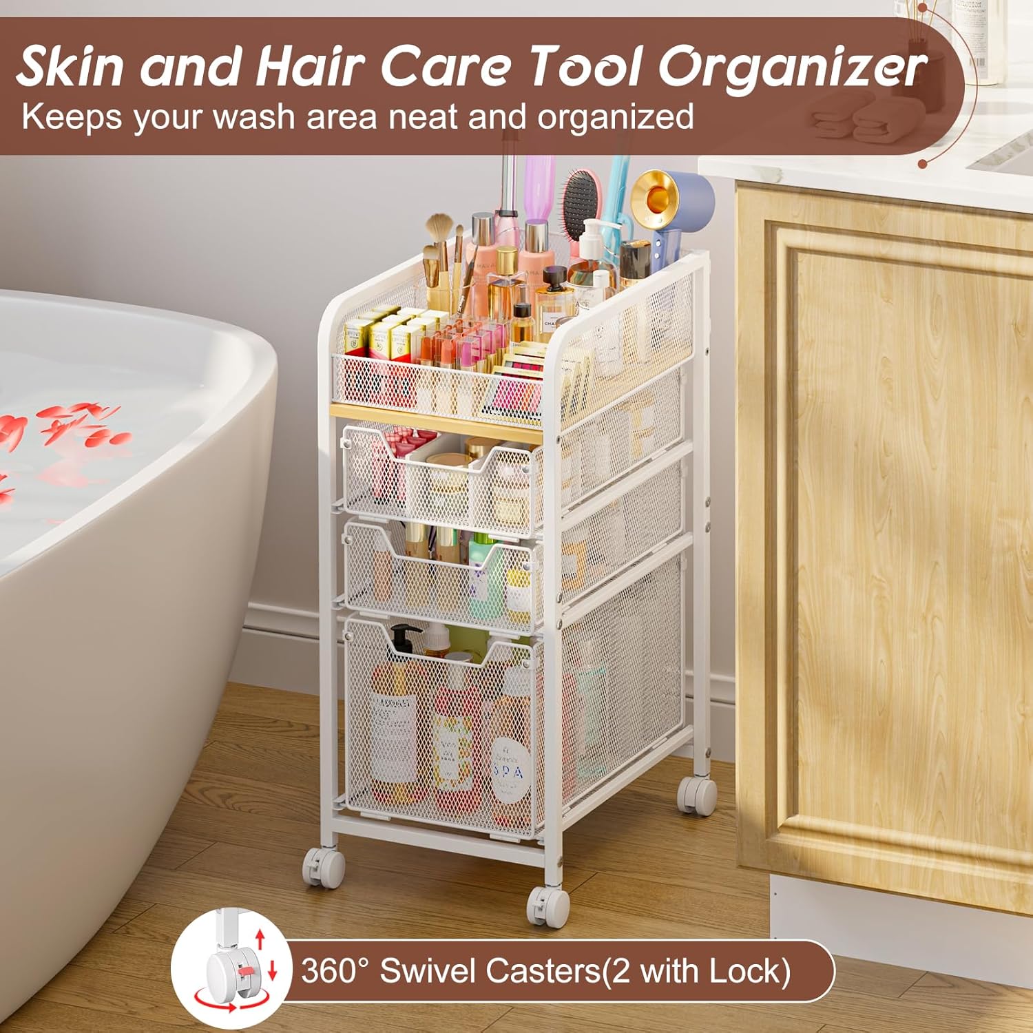 Rolling Makeup Cart Organizer  - Skincare You reseña y precio