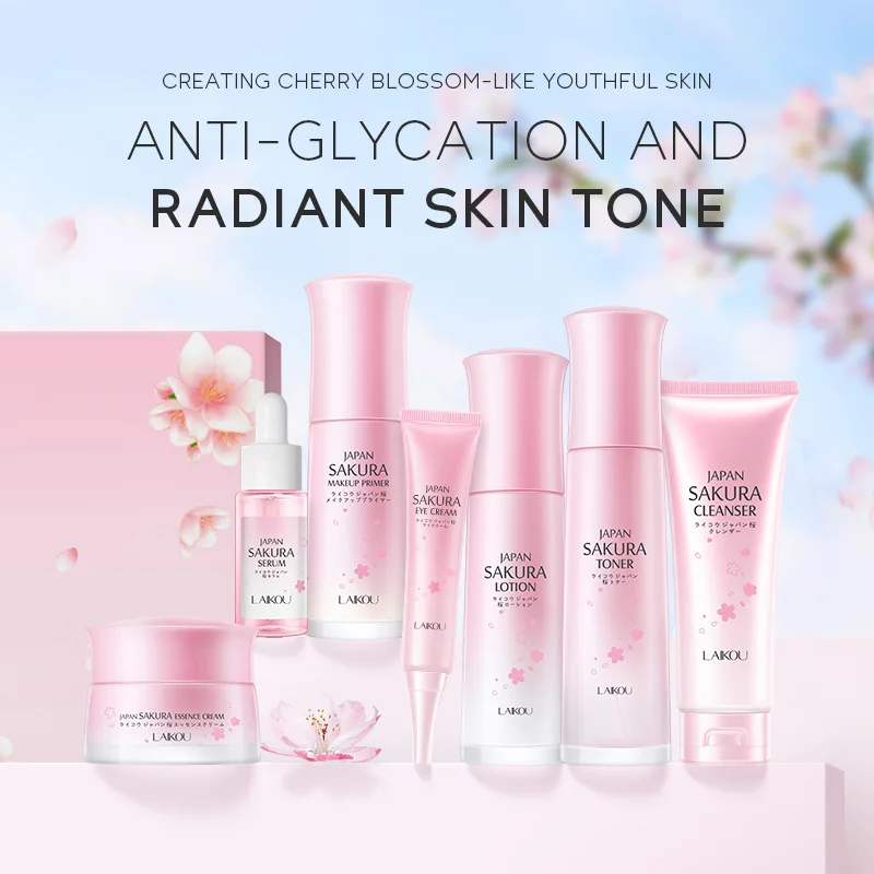 7pcs/Set LAIKOU Sakura Facial  - Skincare Niacinamide reseña y precio
